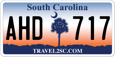SC license plate AHD717
