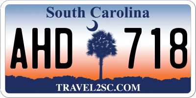 SC license plate AHD718