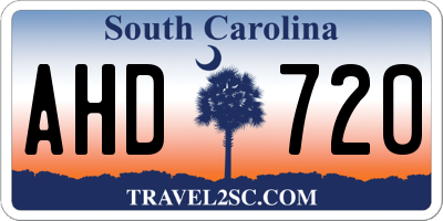 SC license plate AHD720