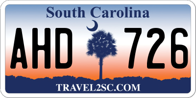 SC license plate AHD726