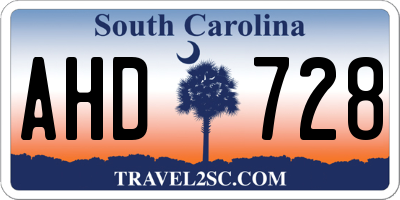 SC license plate AHD728