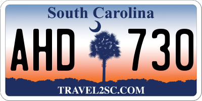 SC license plate AHD730