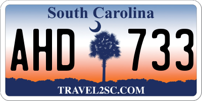 SC license plate AHD733