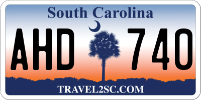 SC license plate AHD740