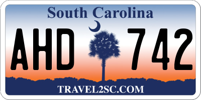 SC license plate AHD742