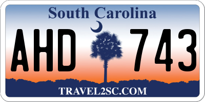 SC license plate AHD743