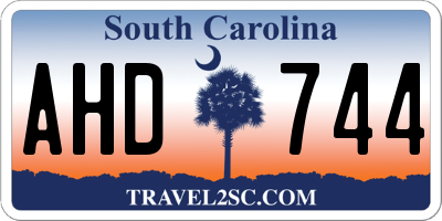 SC license plate AHD744
