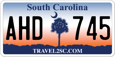 SC license plate AHD745
