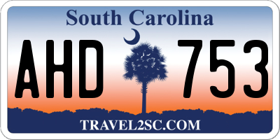 SC license plate AHD753