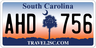 SC license plate AHD756