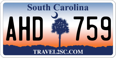 SC license plate AHD759