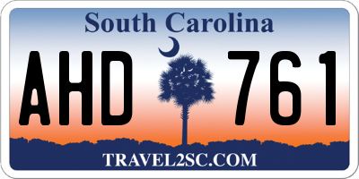 SC license plate AHD761