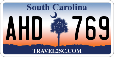 SC license plate AHD769
