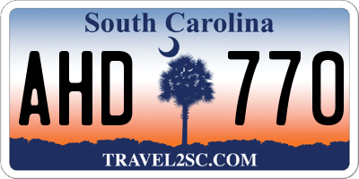 SC license plate AHD770