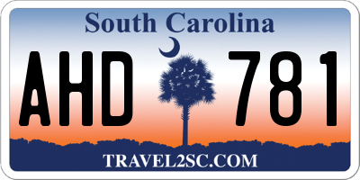 SC license plate AHD781
