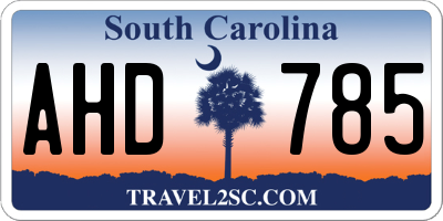 SC license plate AHD785