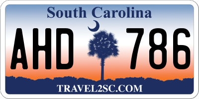 SC license plate AHD786