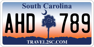 SC license plate AHD789