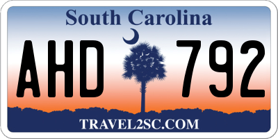 SC license plate AHD792