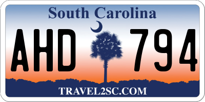 SC license plate AHD794