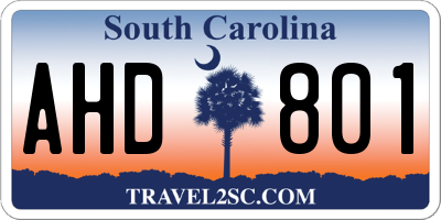 SC license plate AHD801