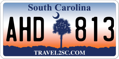 SC license plate AHD813