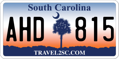 SC license plate AHD815