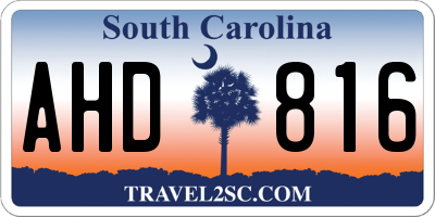 SC license plate AHD816