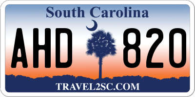 SC license plate AHD820