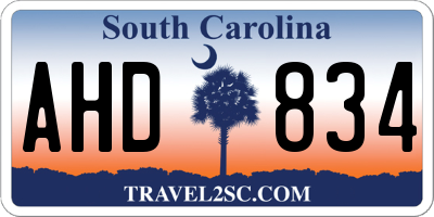 SC license plate AHD834
