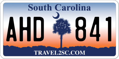 SC license plate AHD841