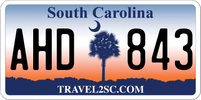SC license plate AHD843