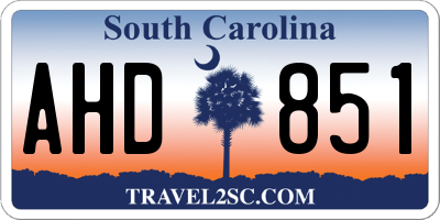 SC license plate AHD851