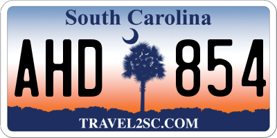 SC license plate AHD854