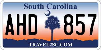 SC license plate AHD857