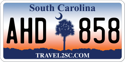 SC license plate AHD858