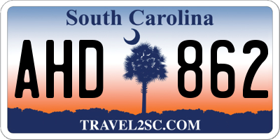 SC license plate AHD862