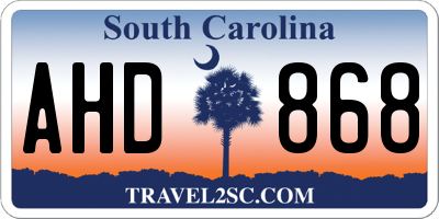 SC license plate AHD868