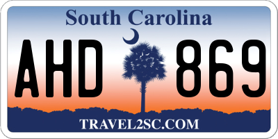 SC license plate AHD869