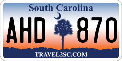 SC license plate AHD870