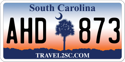 SC license plate AHD873