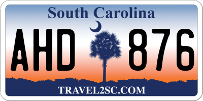 SC license plate AHD876