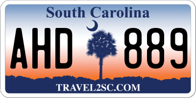 SC license plate AHD889
