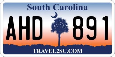 SC license plate AHD891