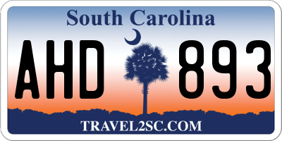 SC license plate AHD893