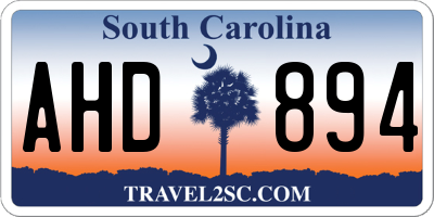 SC license plate AHD894
