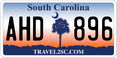 SC license plate AHD896