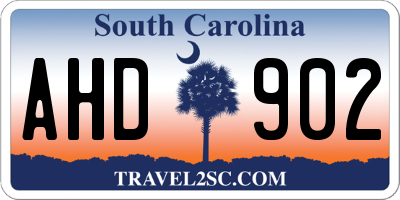 SC license plate AHD902