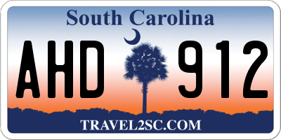 SC license plate AHD912