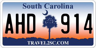 SC license plate AHD914